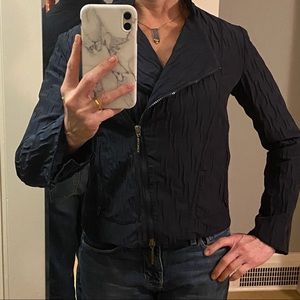 Armani Zip Jacket - Navy Wool Blend - Size 4